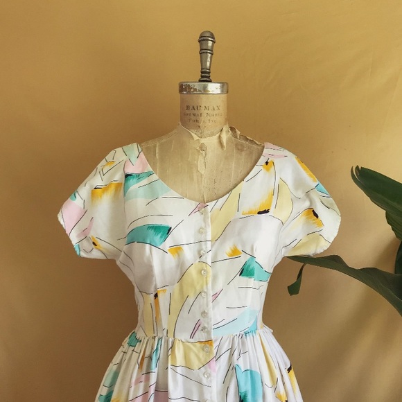 Rare vintage abstract shapes silhouette midi dress - Picture 2 of 6